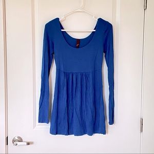 Blue baby doll long sleeve tunic shirt size small